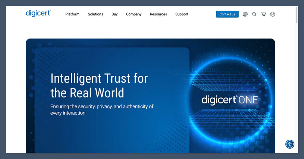 Página inicial da DigiCert