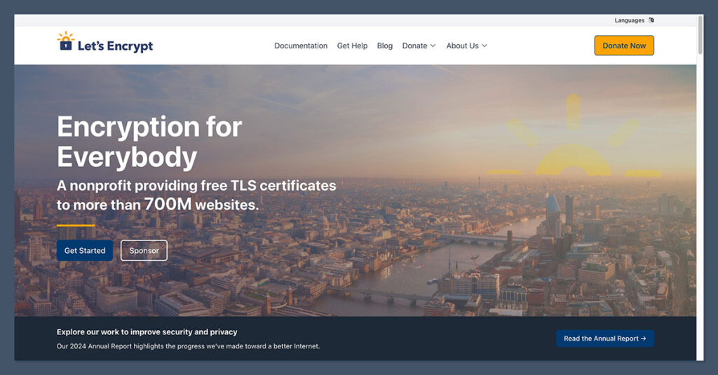Página inicial do Let's Encrypt