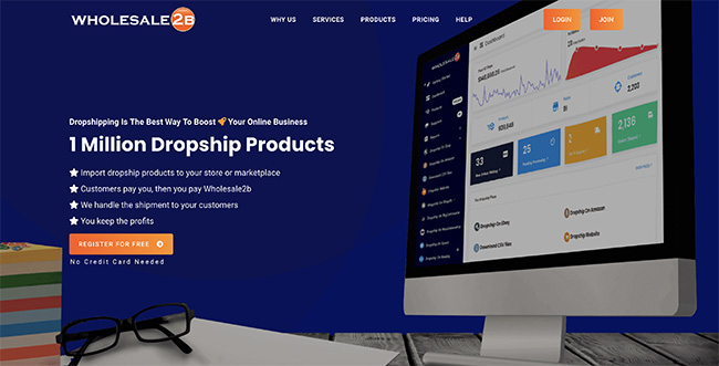 wholesale2b homepage - best dropshipping suppliers