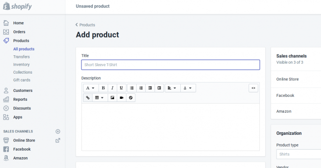 add product on shopify