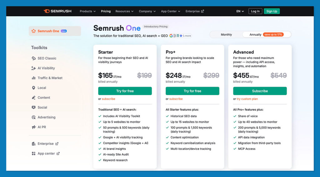 semrush one pricing