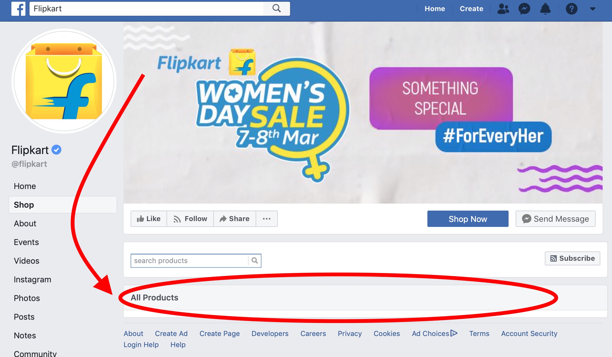 Selling on Facebook: blank store example