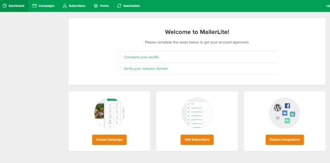 MailerLite Review dashboard