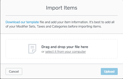 Square Online Store: Import Items