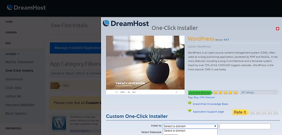 dreamhost one-click installer