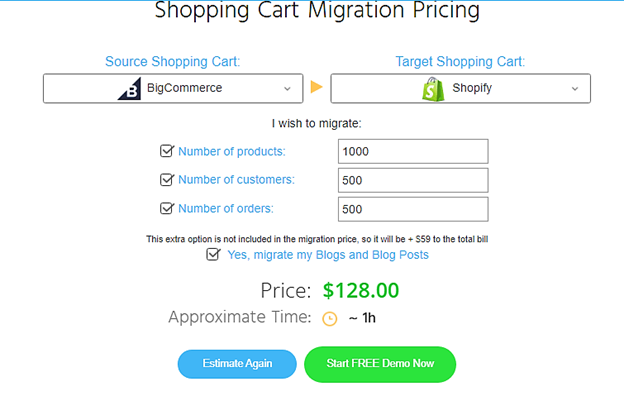 cart2cart full migration pricing