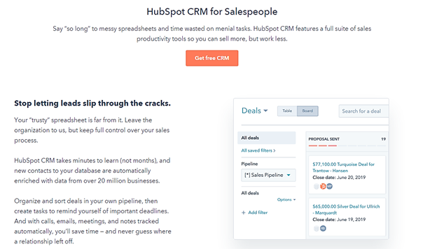 HubSpot free CRM features