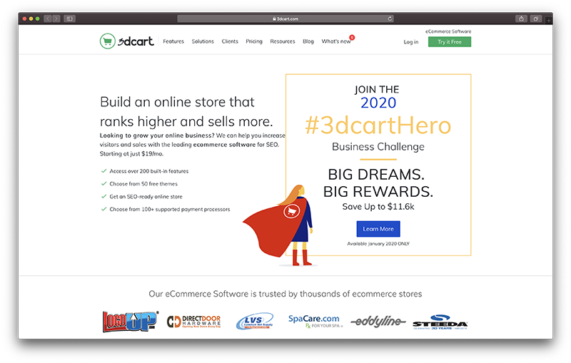 Homepage di 3dcart