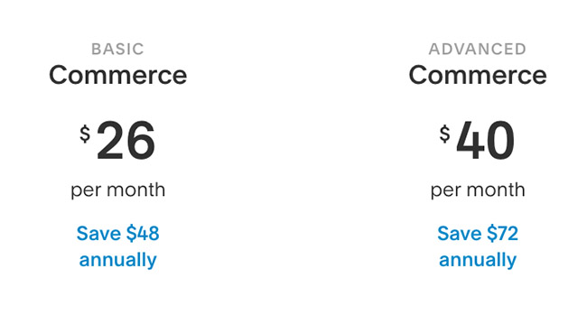 squarespace pricing basic commerce and advanced commerce