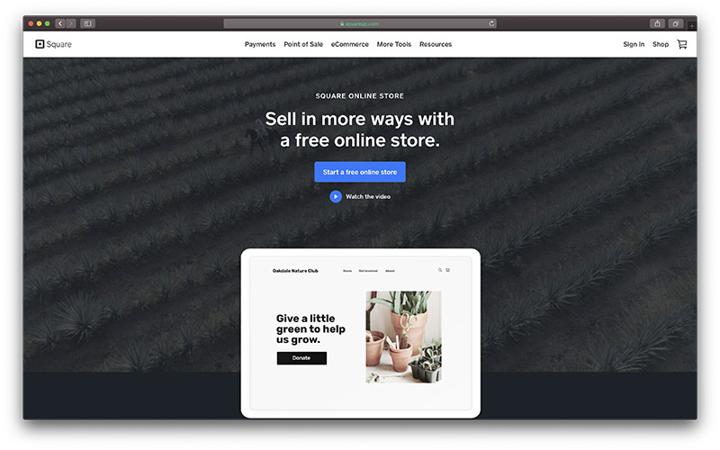 square online store review - homepage