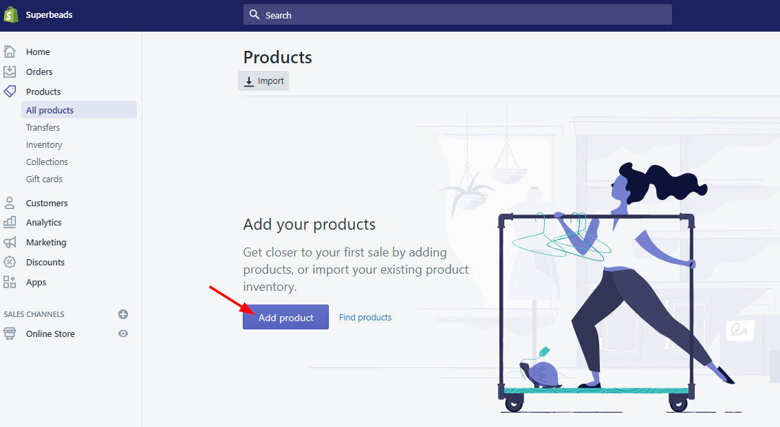 how to sell on shopify - add product
