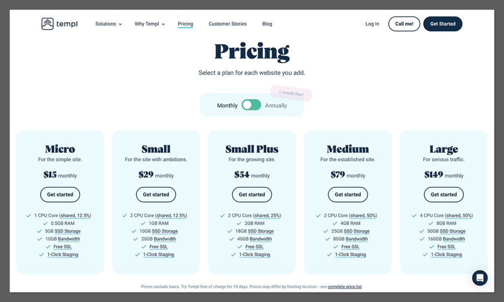 Templ pricing