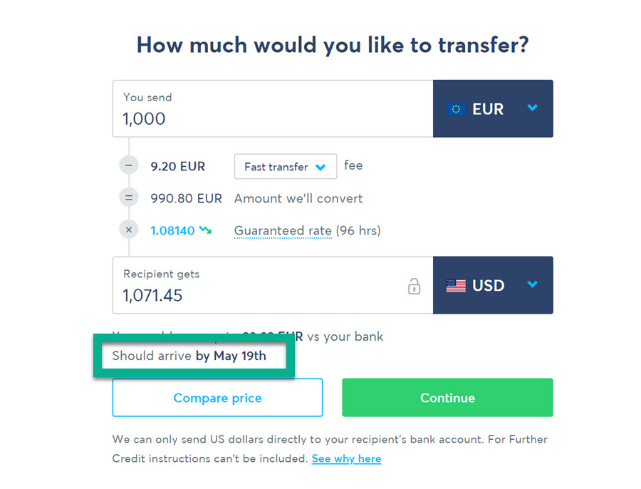 how to use TransferWise and see transfer dates