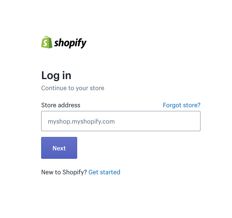 shopify store login