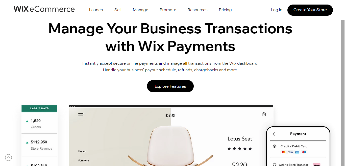 wix payments homepage
