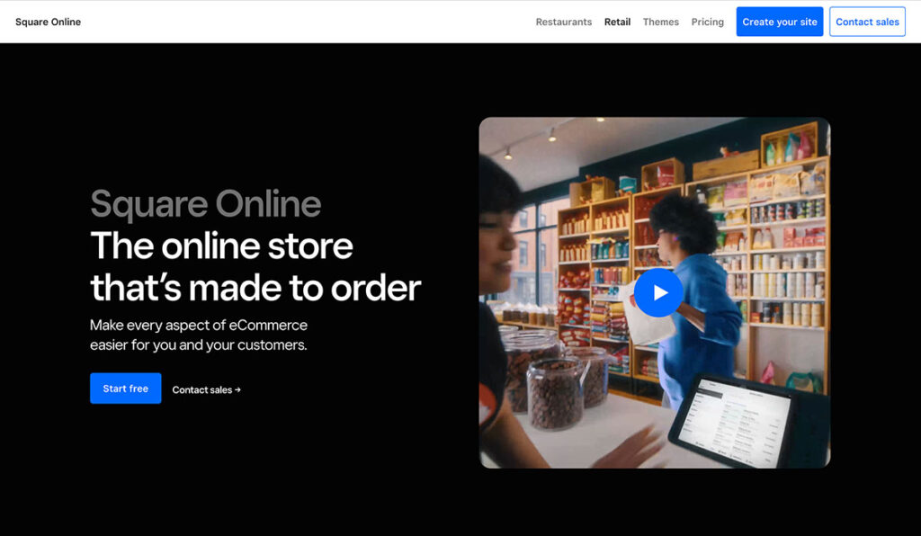 square online store homepage