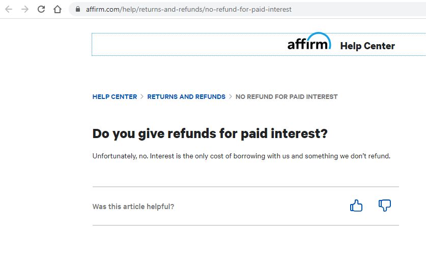affirm paid interest