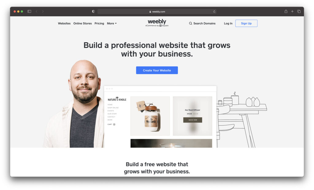 weebly homepage - squarespace alternatives