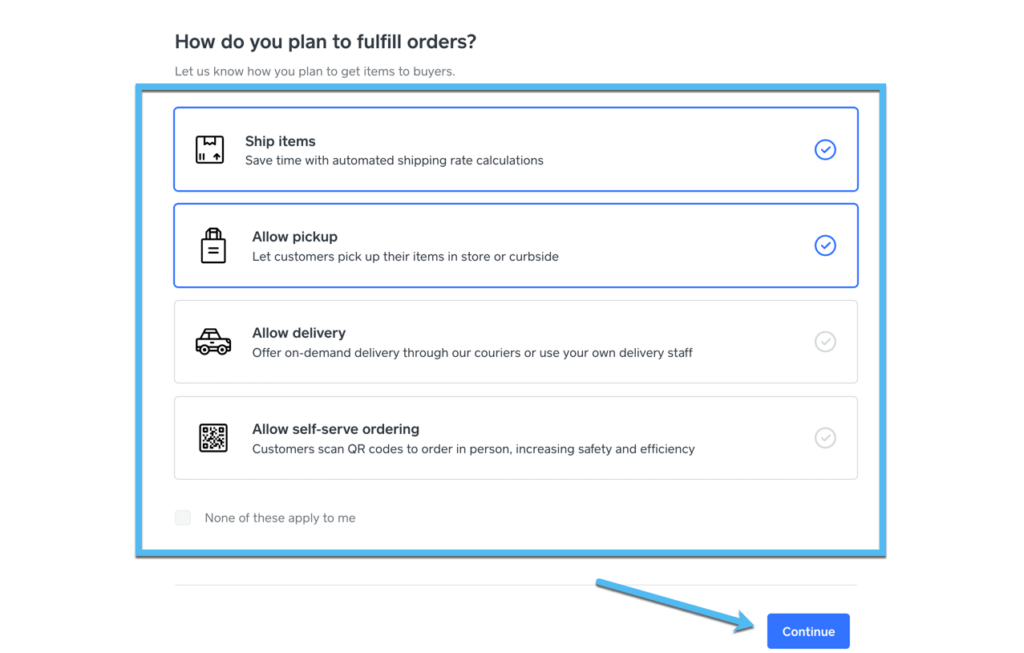 pick fulfillment options 