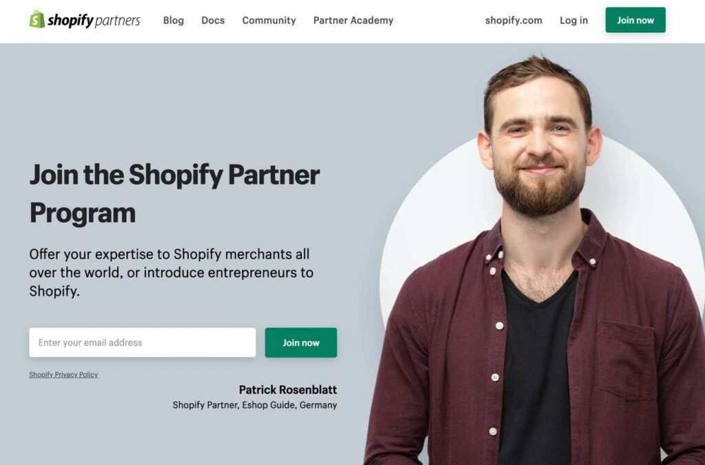 shopify partners homepage