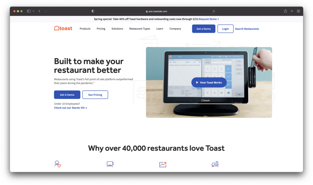 toast pos homepage - best pos systems for restaurants