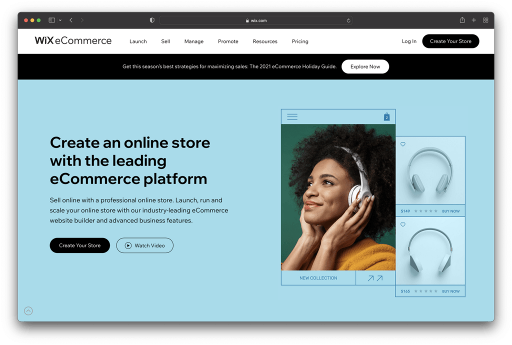 wix - best ecommerce platforms for startups
