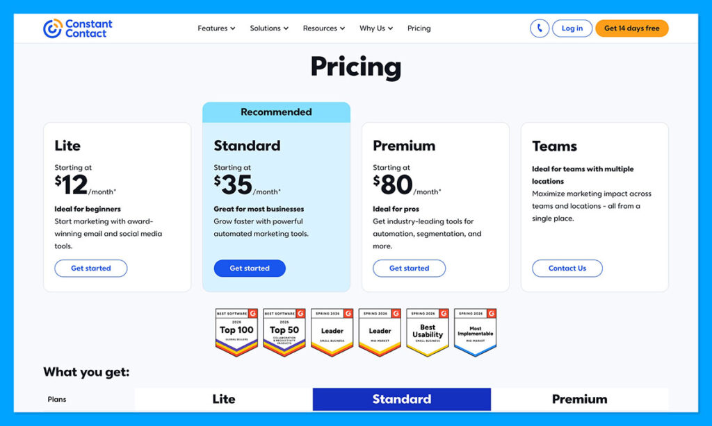 constant contact pricing
