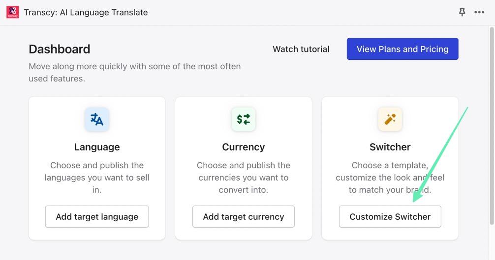 customize switcher - how to change language on Shopify