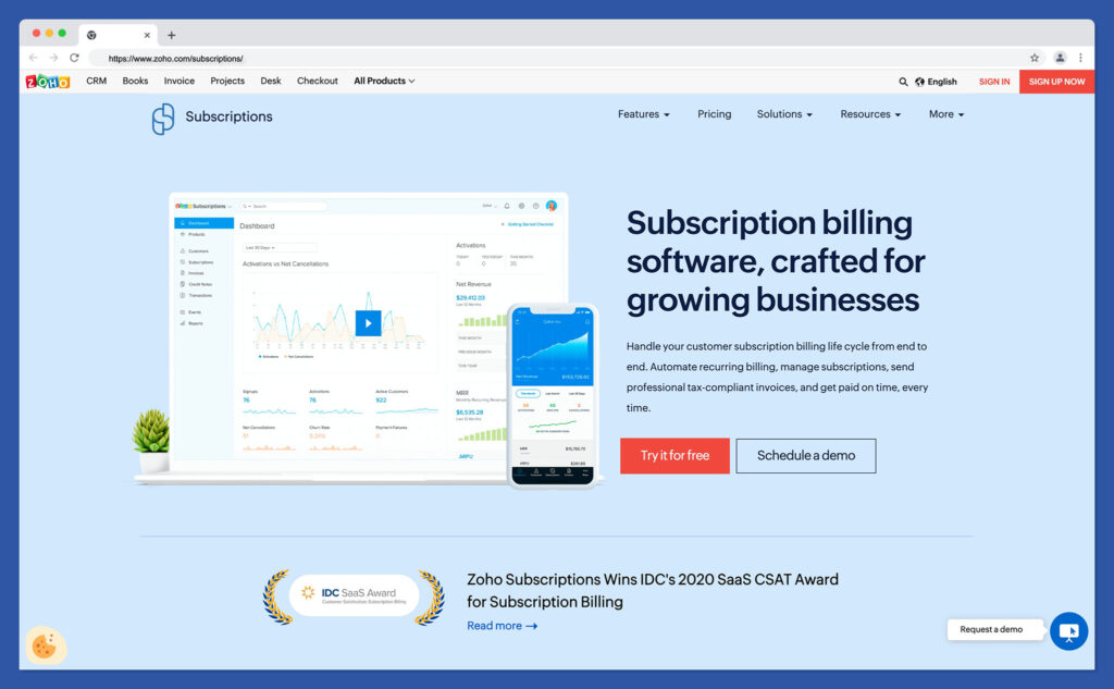 zoho subscriptions - best free subscription billing software