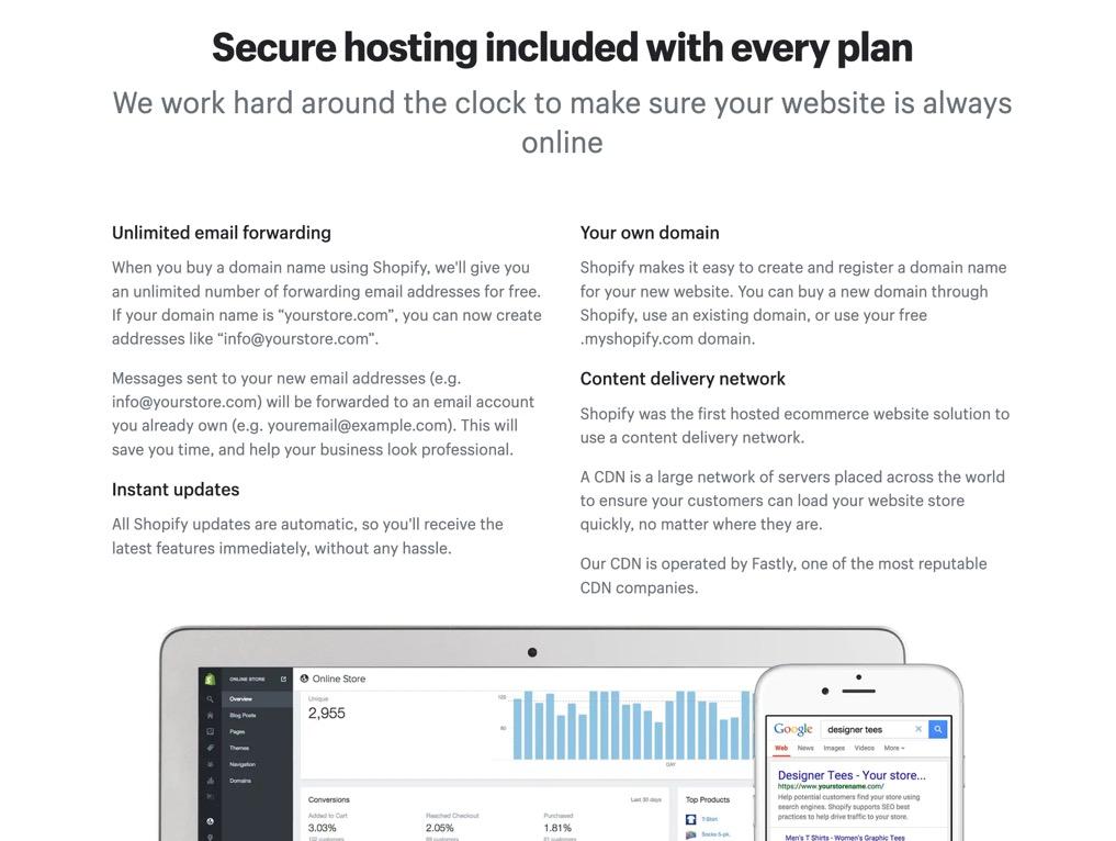 secure hosting page from shopify - Shopify pros and cons
