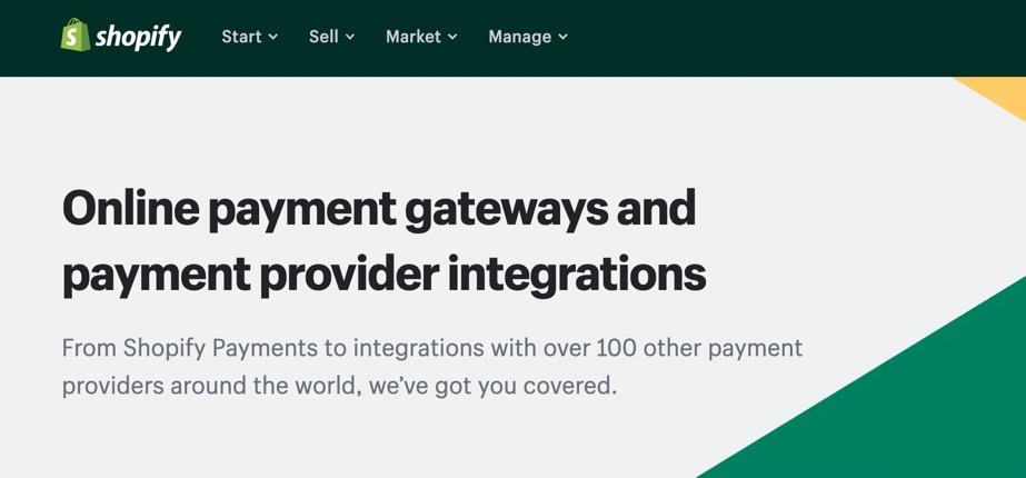 a webpage about online payment gateways from shopify