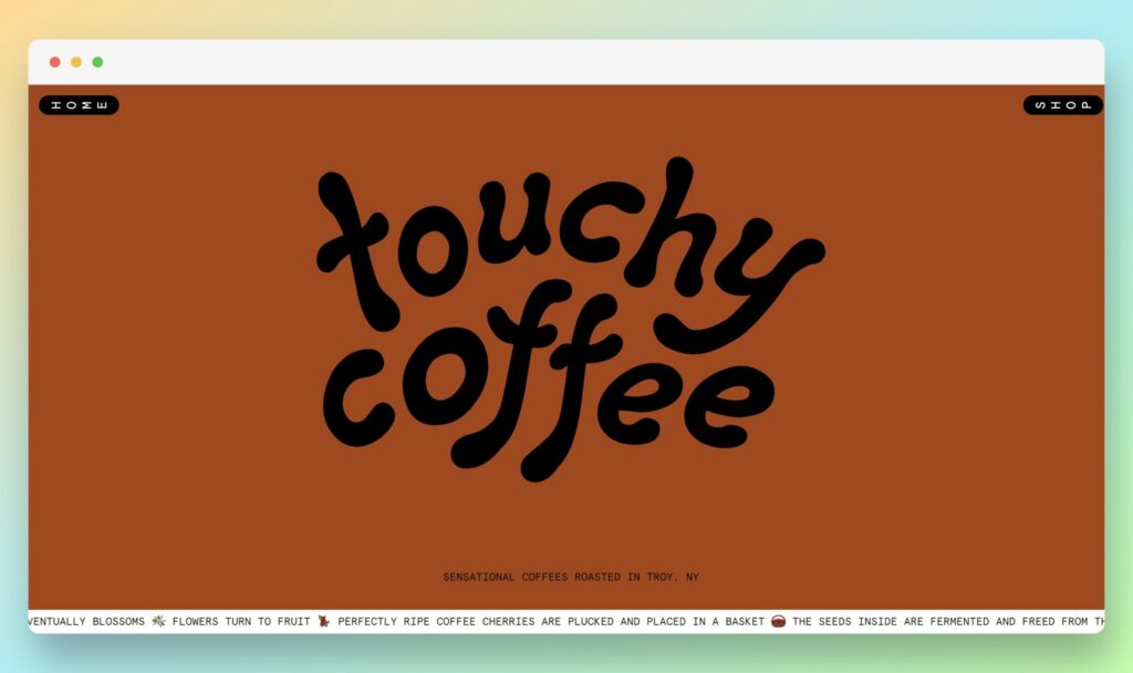 Touchy Coffee - Best Examples of Stores Using Shop Pay