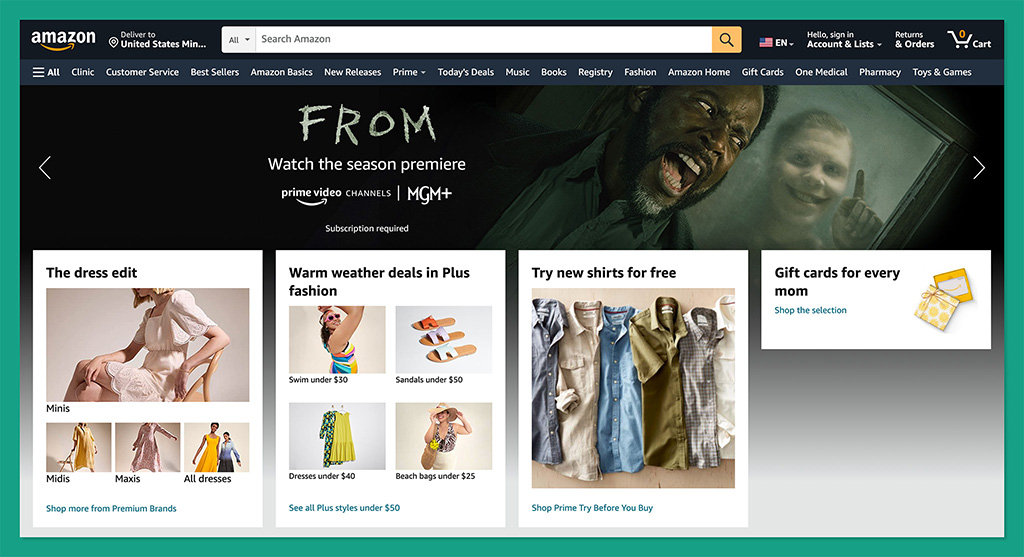 amazon homepage - best onlie shopping websites
