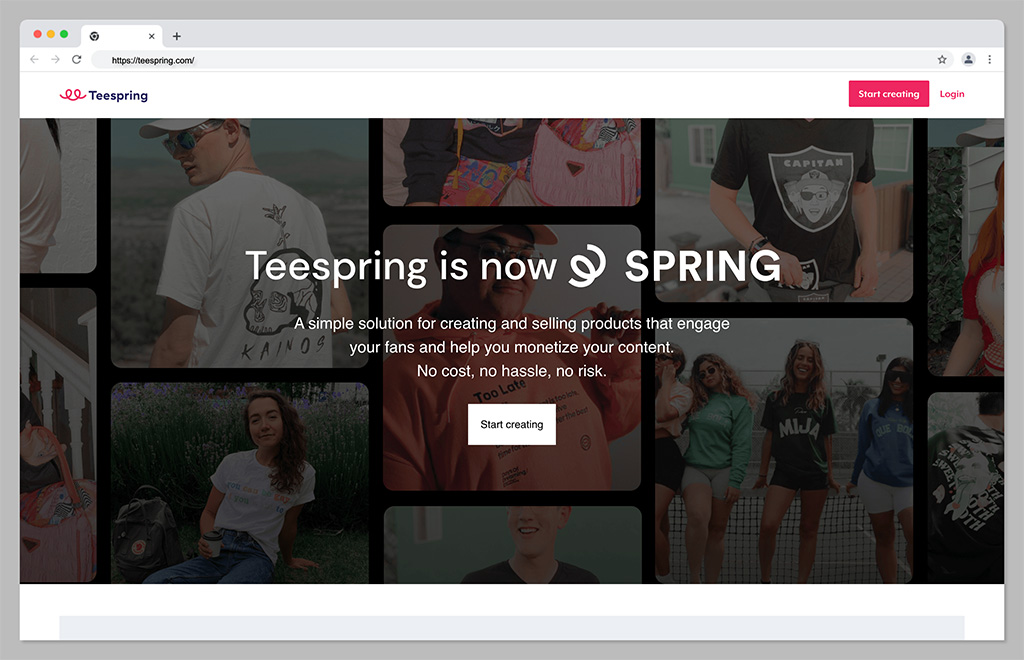 teespring homepage - printify vs teespring