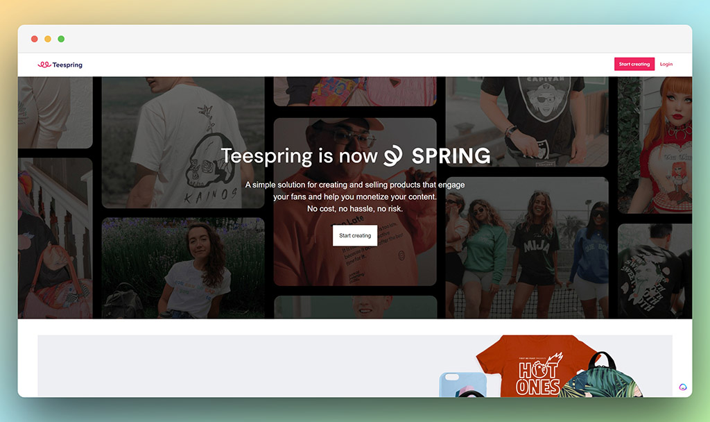 Teespring homepage - Teepublic vs Teespring