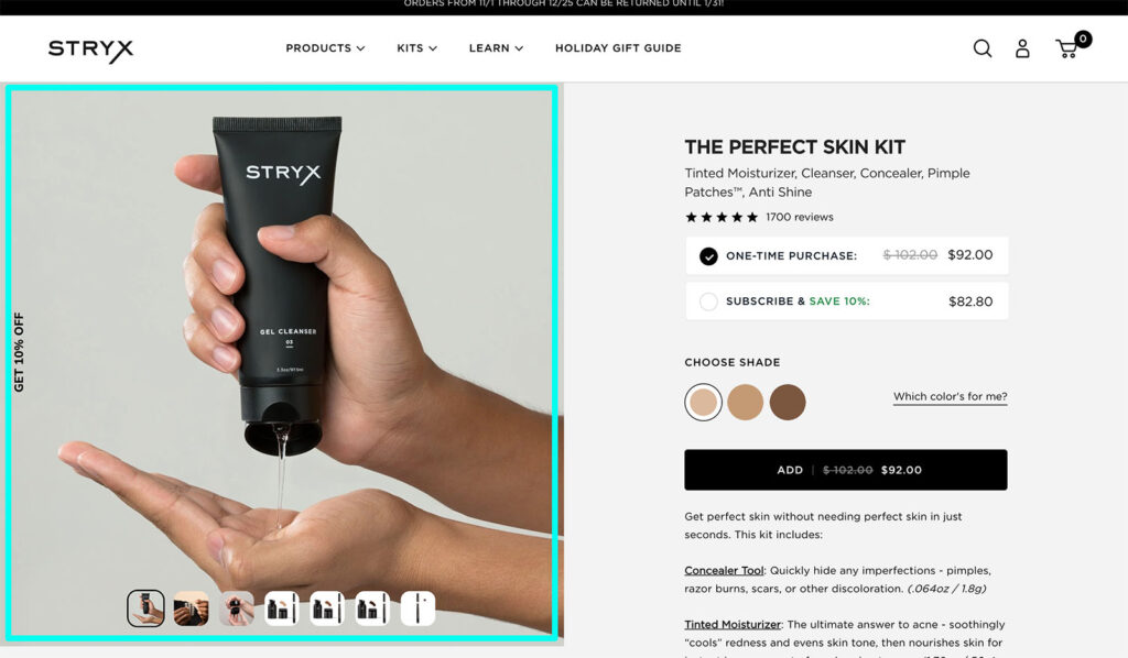 Stryx product page example