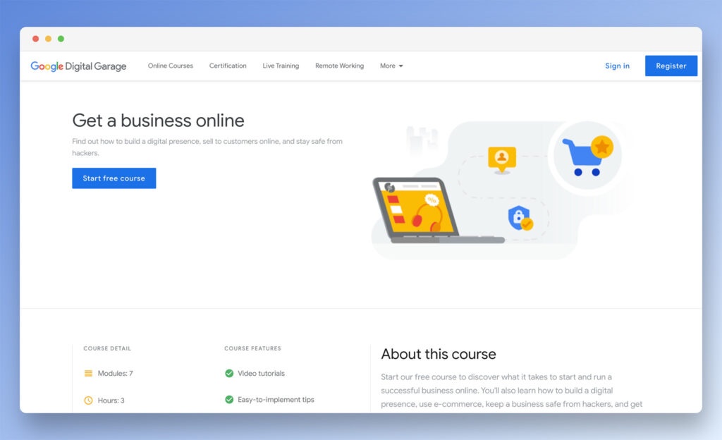 google get a business online - best ecommerce online courses