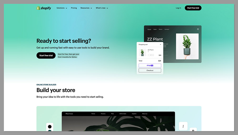 shopify online homepage - shopify vs gumroad