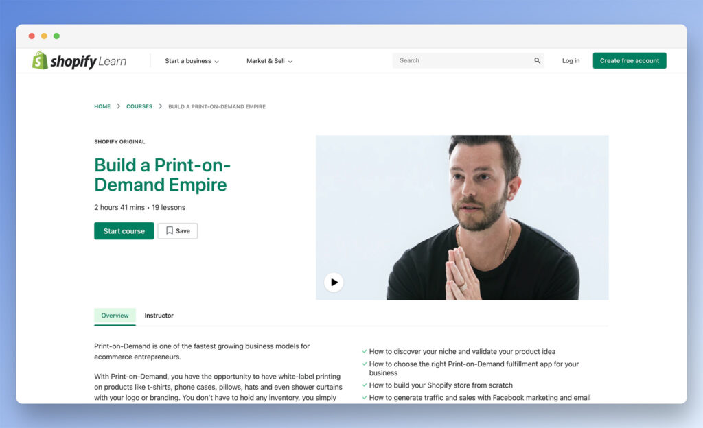 shopify print on demand empire - best ecommerce online courses