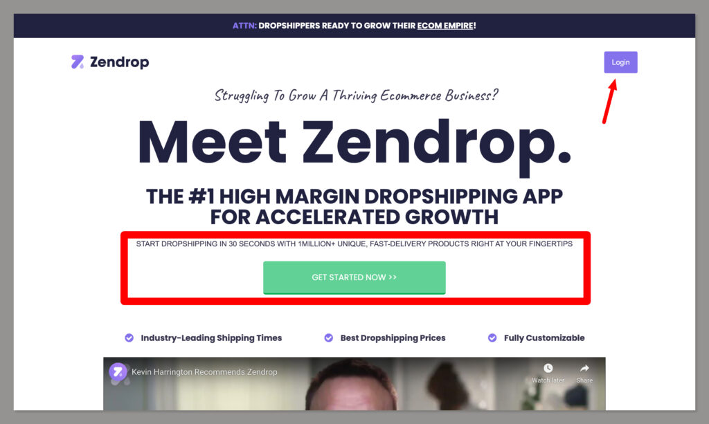 zendrop homepage