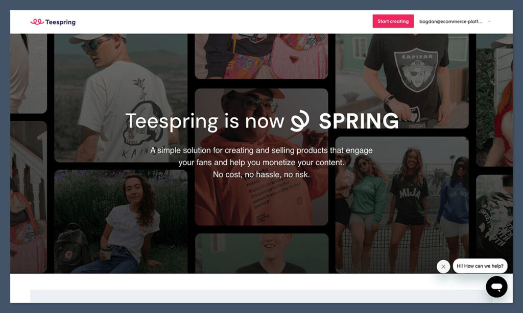 teespring homepage