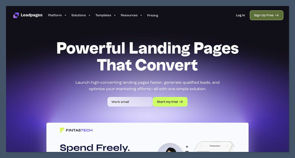 Leadpages Homepage