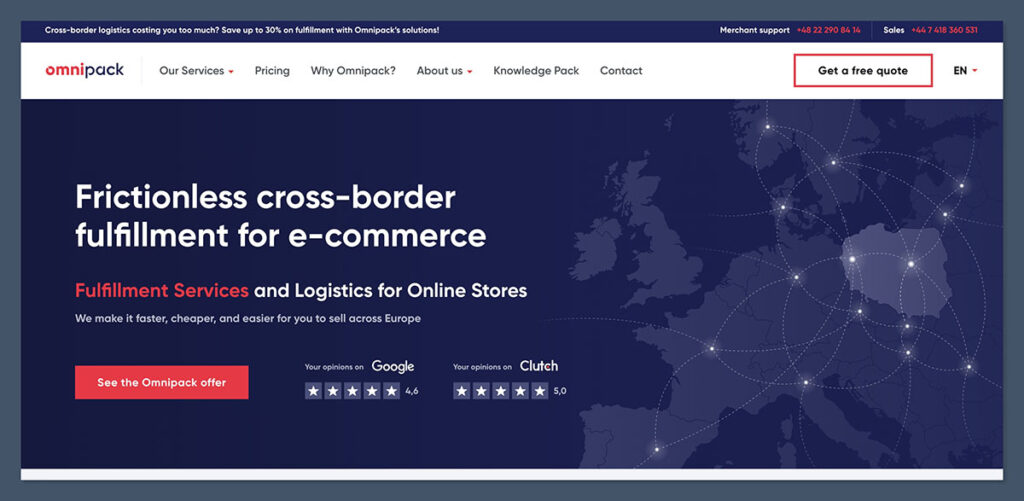 Page d'accueil d'Omnipack