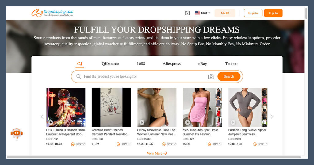 CJdropshipping Homepage