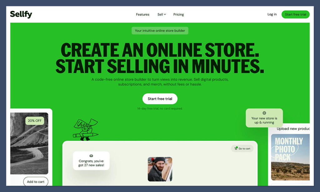 sellfy homepage