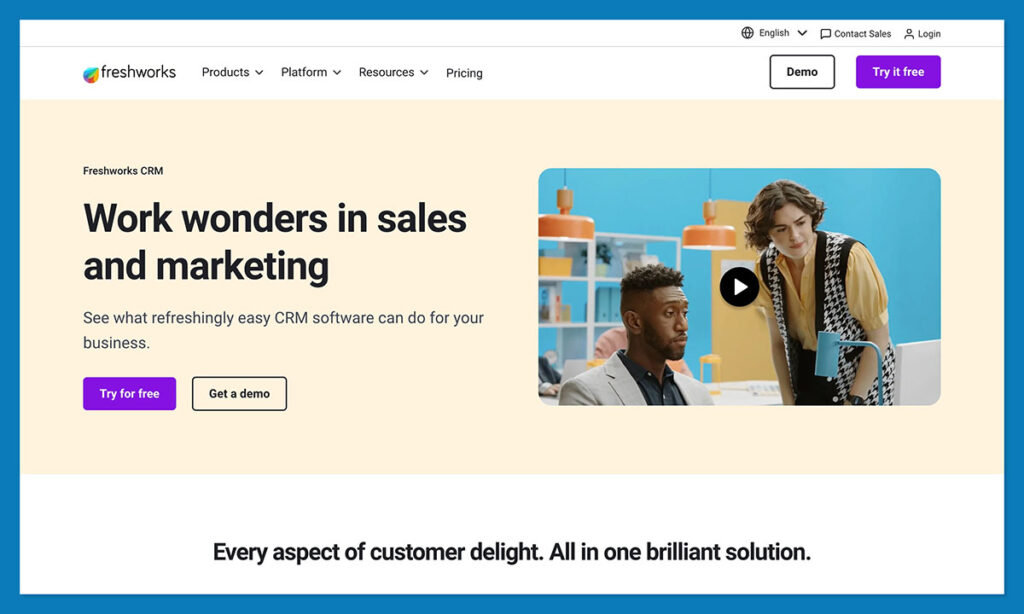 Freshworks crm homepage