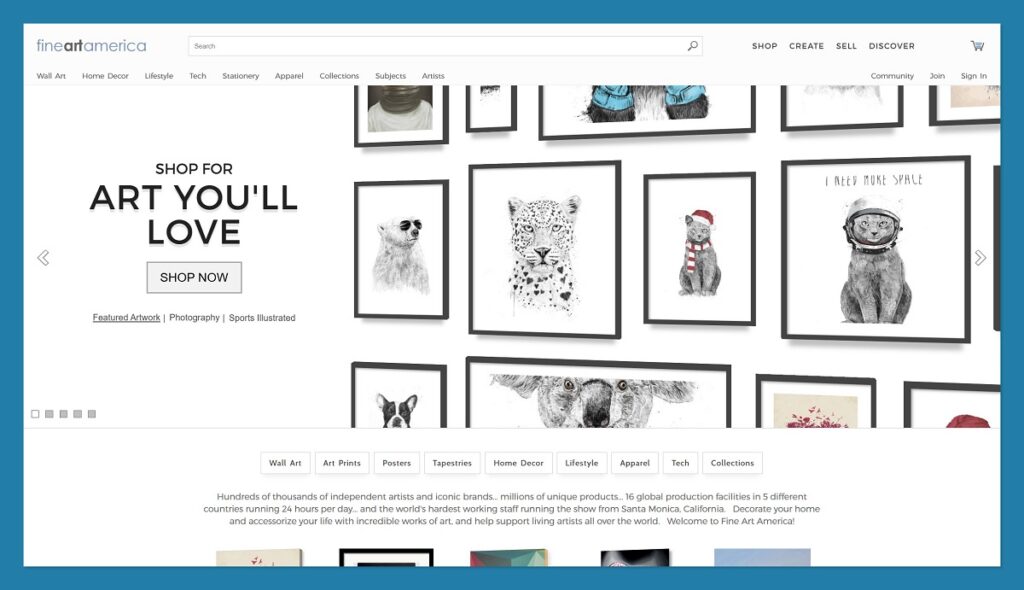 Página de inicio de fineartamerica