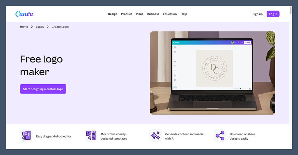 Canva Logo Maker Homepage