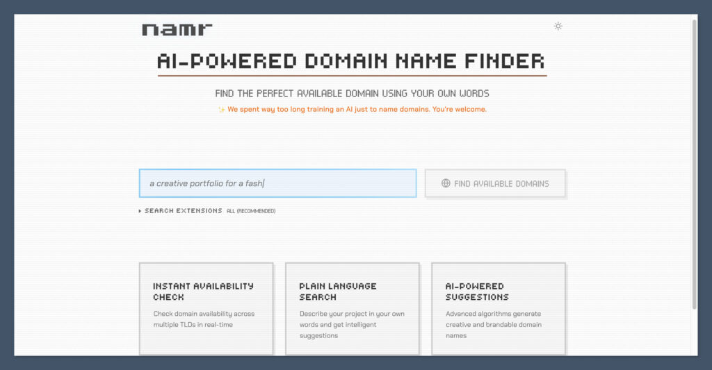Namr AI-Driven Domain Generator
