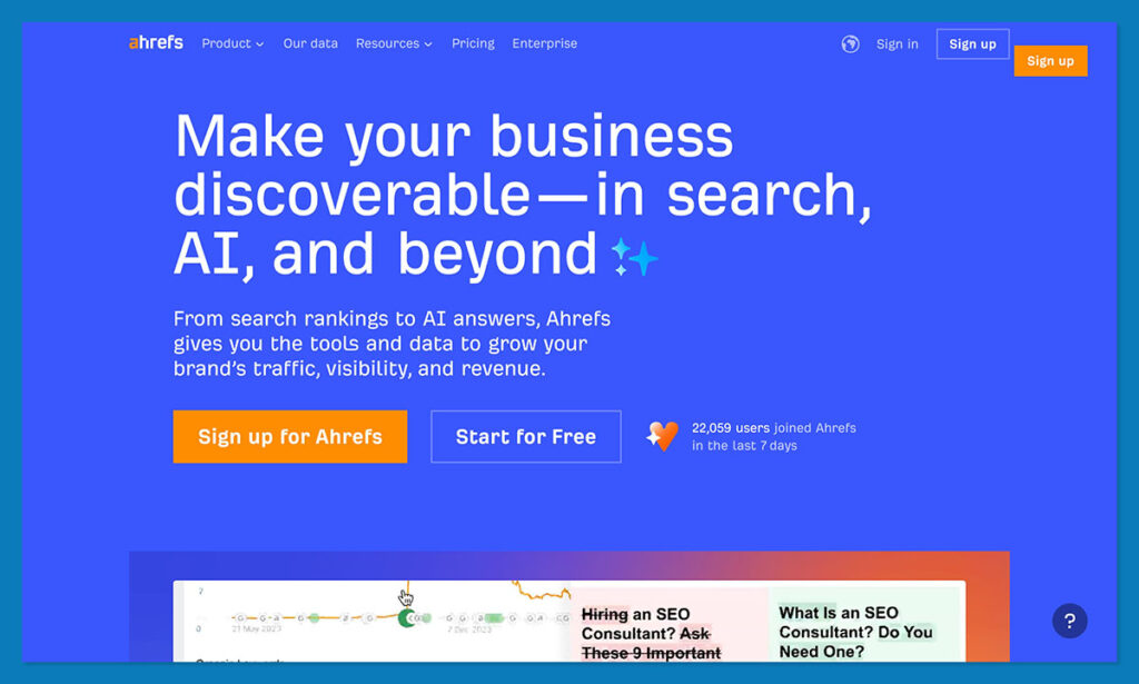 ahrefs homepage